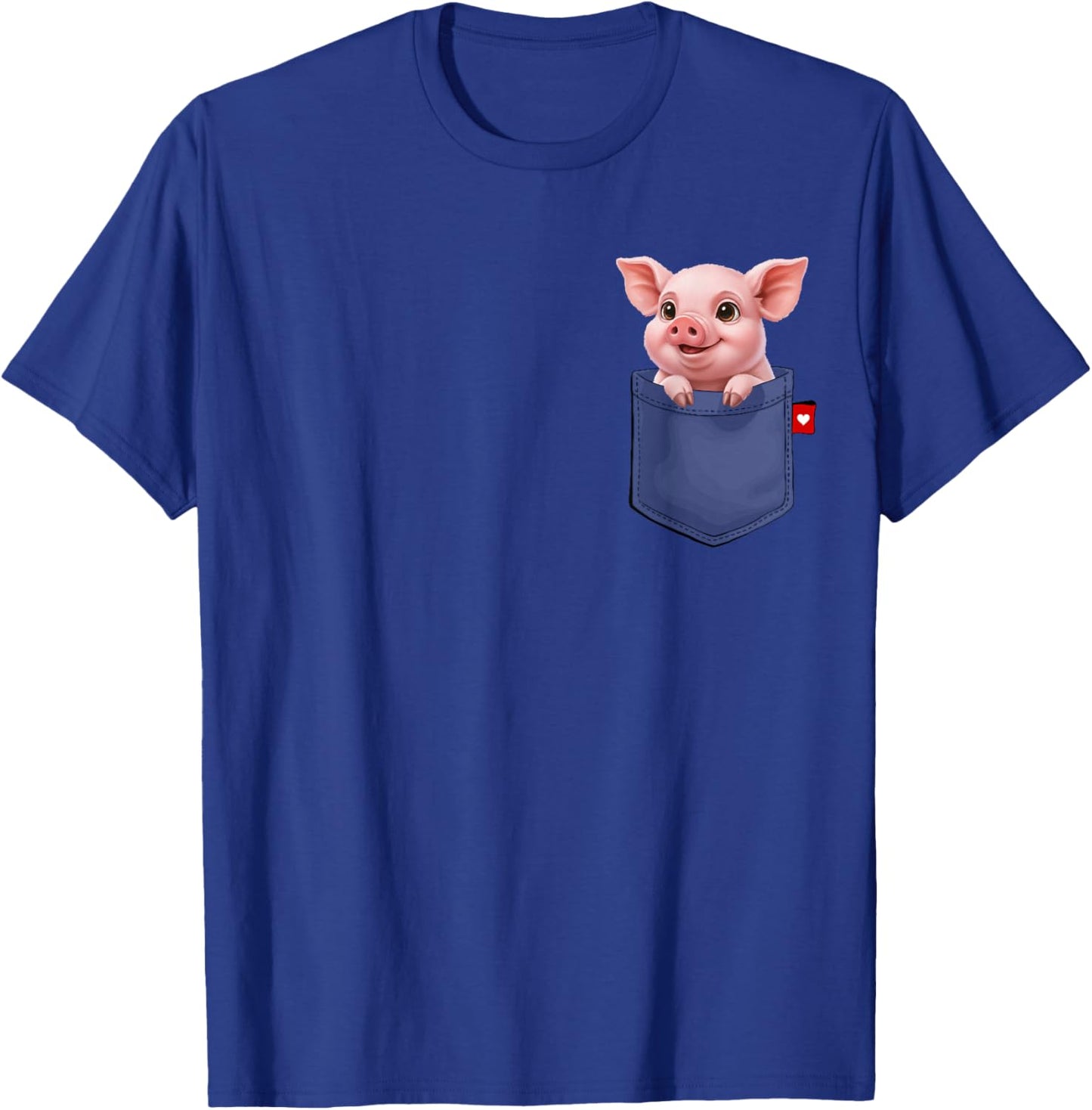 Pig In Pocket Looking At A Cute Pig Animal T-Shirt - T-Shirt | Royal
