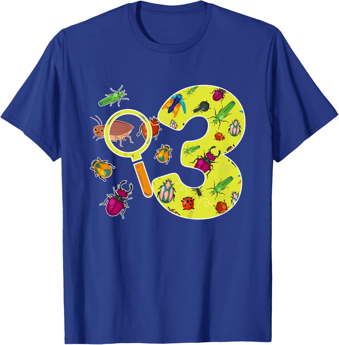 Kids 3rd Bug Birthday 3 Year Old Bugs Birthday Insects T-Shirt - T-Shirt | Royal