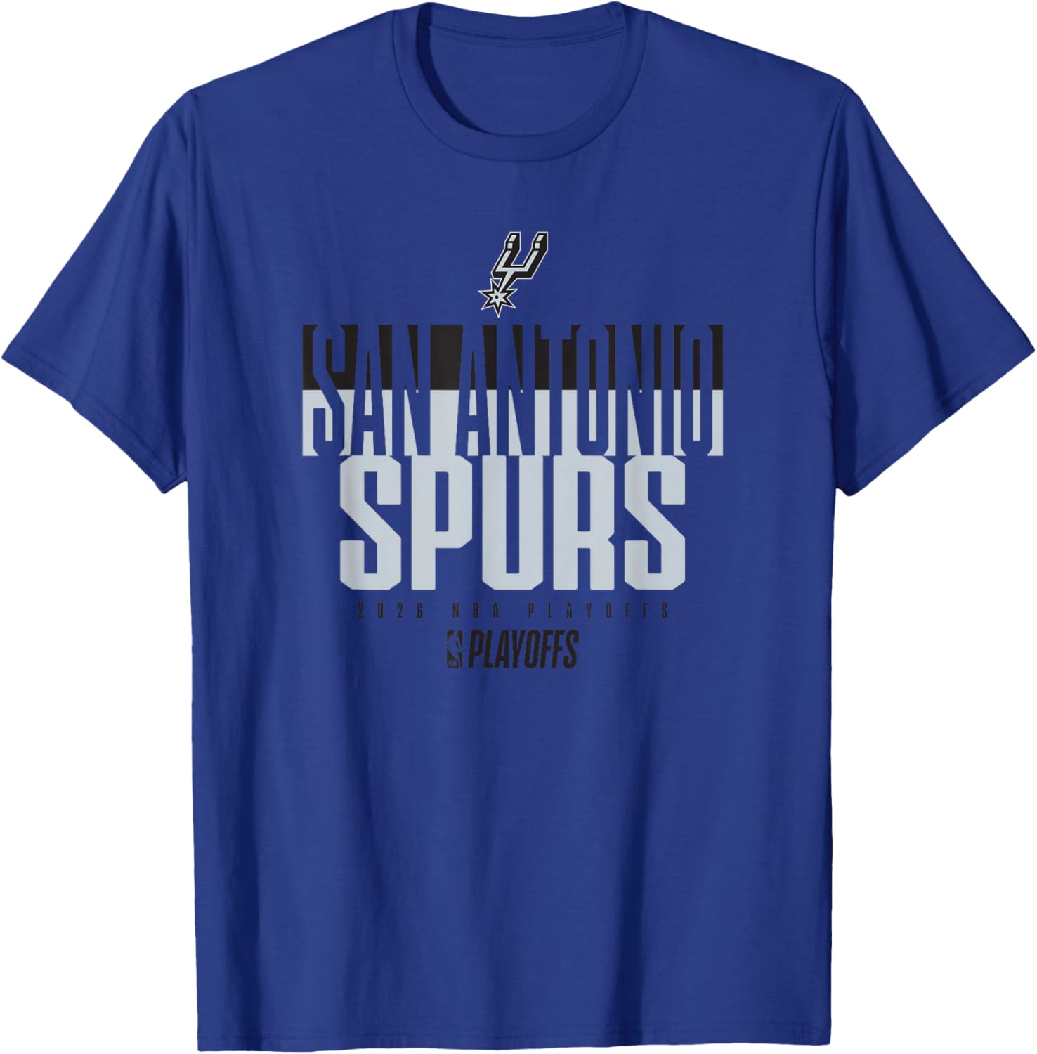 NBA Official 2026 Playoffs San Antonio Spurs Stacked Up T-Shirt - T-Shirt | Royal
