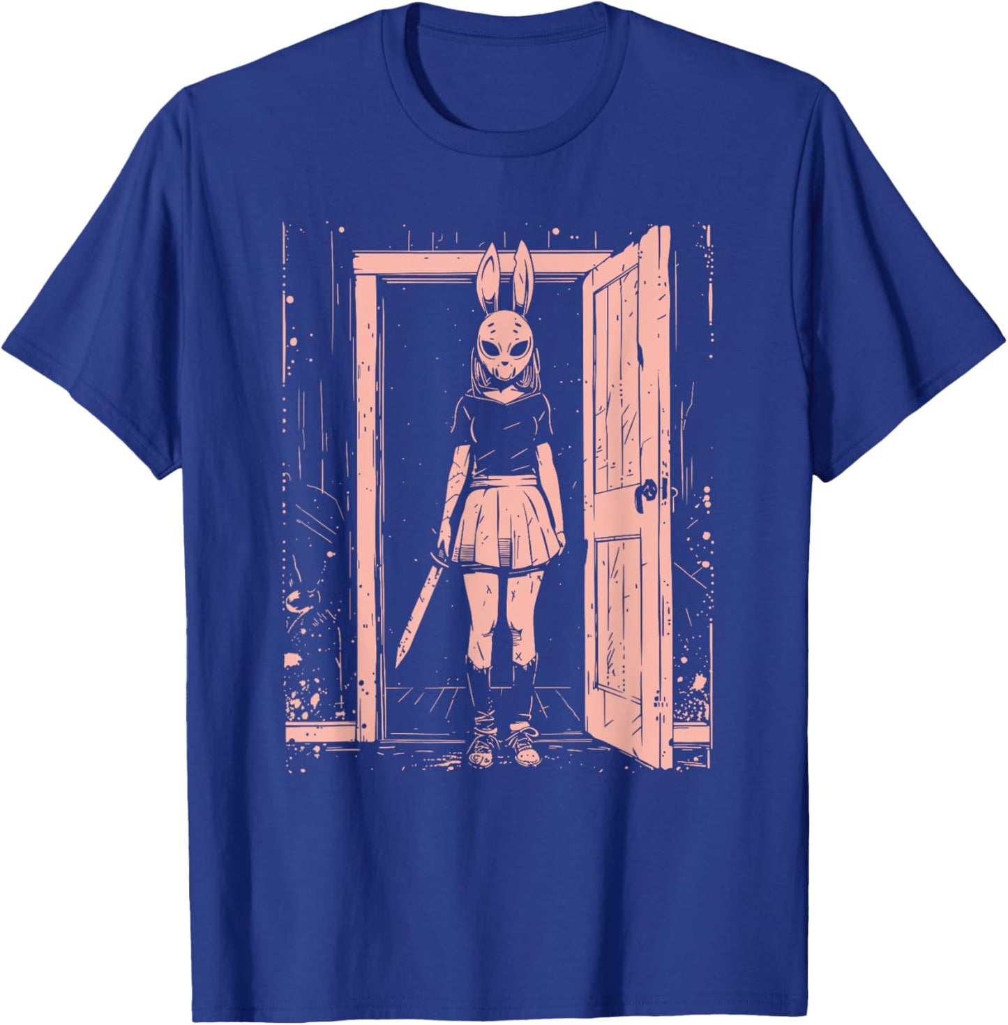 Creepy Girl Bunny Mask Slasher Pastel Goth Anime Horror T-Shirt - T-Shirt | Royal