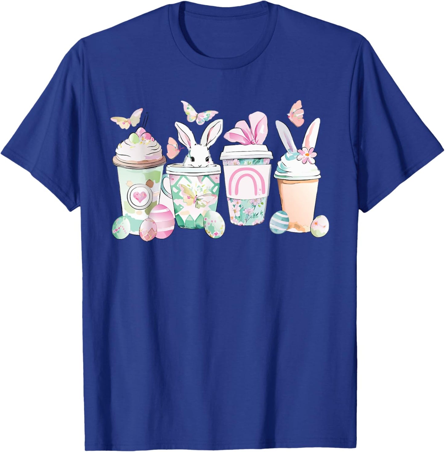 Easter Eggs Coffee Bunny Cups Latte Iced Cream Women Girls T-Shirt - T-Shirt | Royal