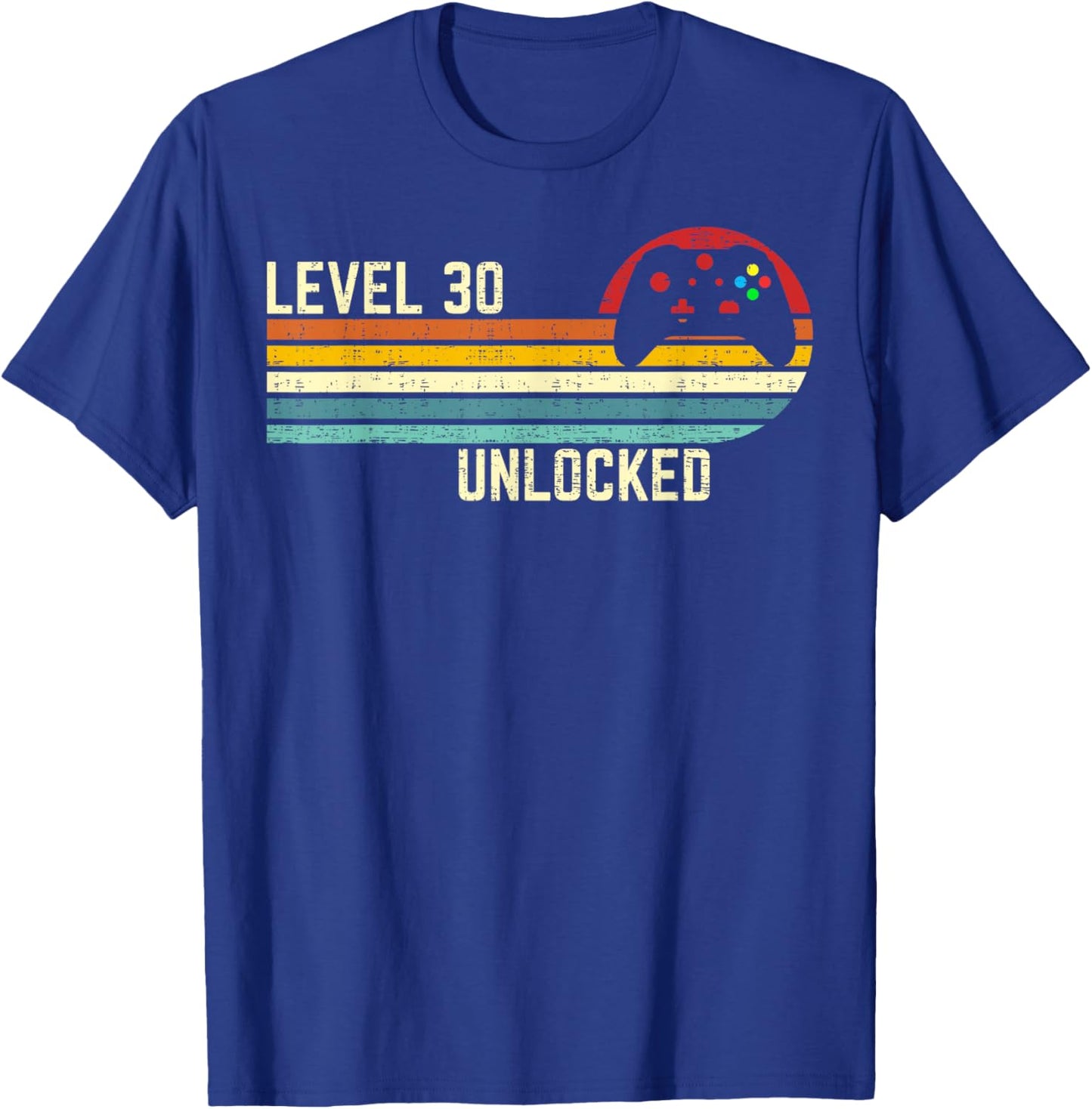 30e Anniversaire d'un Joueur vidéo Amusant débloqué Vintage de Niveau 30 T-Shirt - T-Shirt | Royal