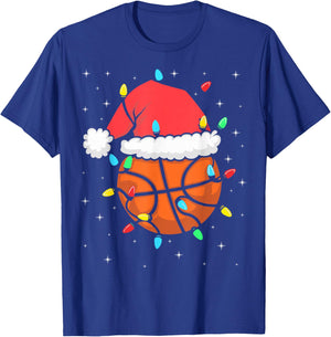 Funny Basketball Player Xmas Santa Hat Basketball Christmas T-Shirt - T-Shirt | Royal