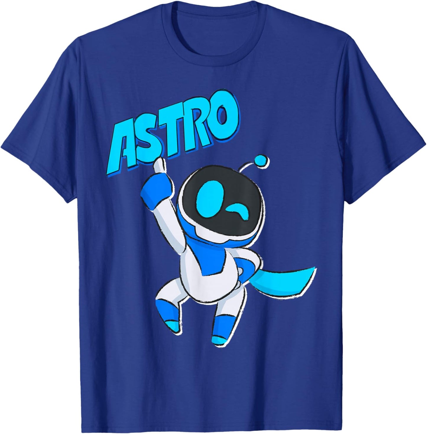 Astrobot Astro Blue Bold Font Classic Super Pose with Cape T-Shirt - T-Shirt | Royal