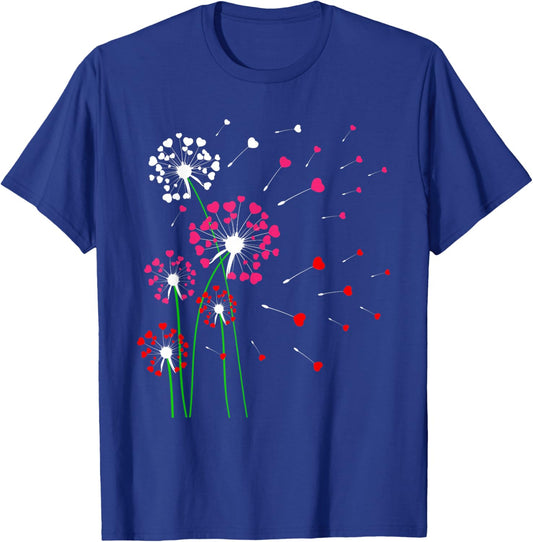 Hearts Dandelions Flowers Lover Valentine's Day Gardener T-Shirt - T-Shirt | Royal