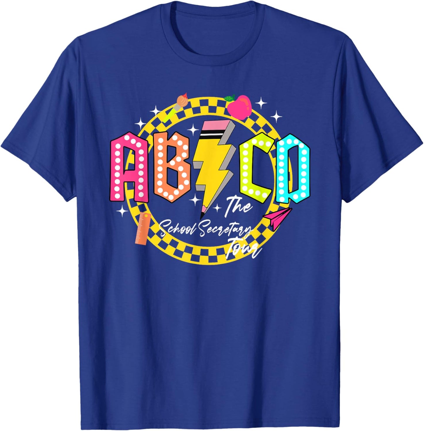 Funny School Secretary Tour Back to school Gift ABCD Teacher T-Shirt - T-Shirt | Royal