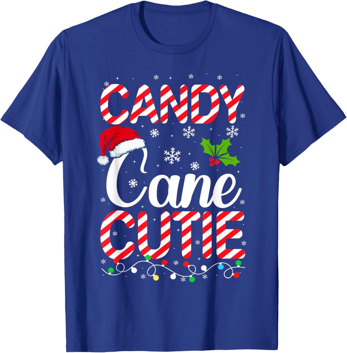 Candy Cane Cutie Cute Funny Christmas Xmas Candy Lover - -Adults, Kids - Black - Short Sleeve - - Holiday T-Shirt - T-Shirt | Royal