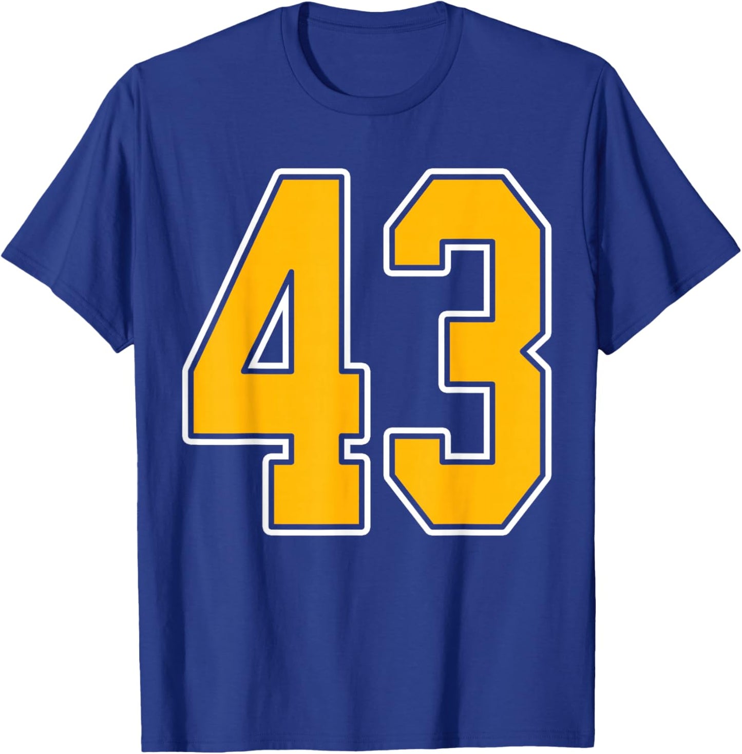 Gold and White Sports Number 43 Jersey Uniform Player T-Shirt - T-Shirt | Royal