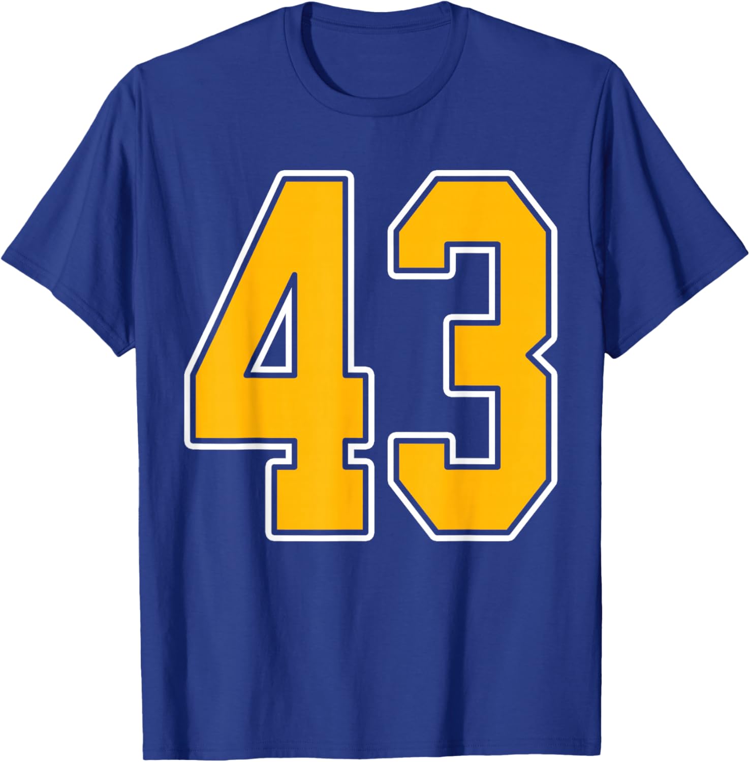 Gold and White Sports Number 43 Jersey Uniform Player T-Shirt - T-Shirt | Royal