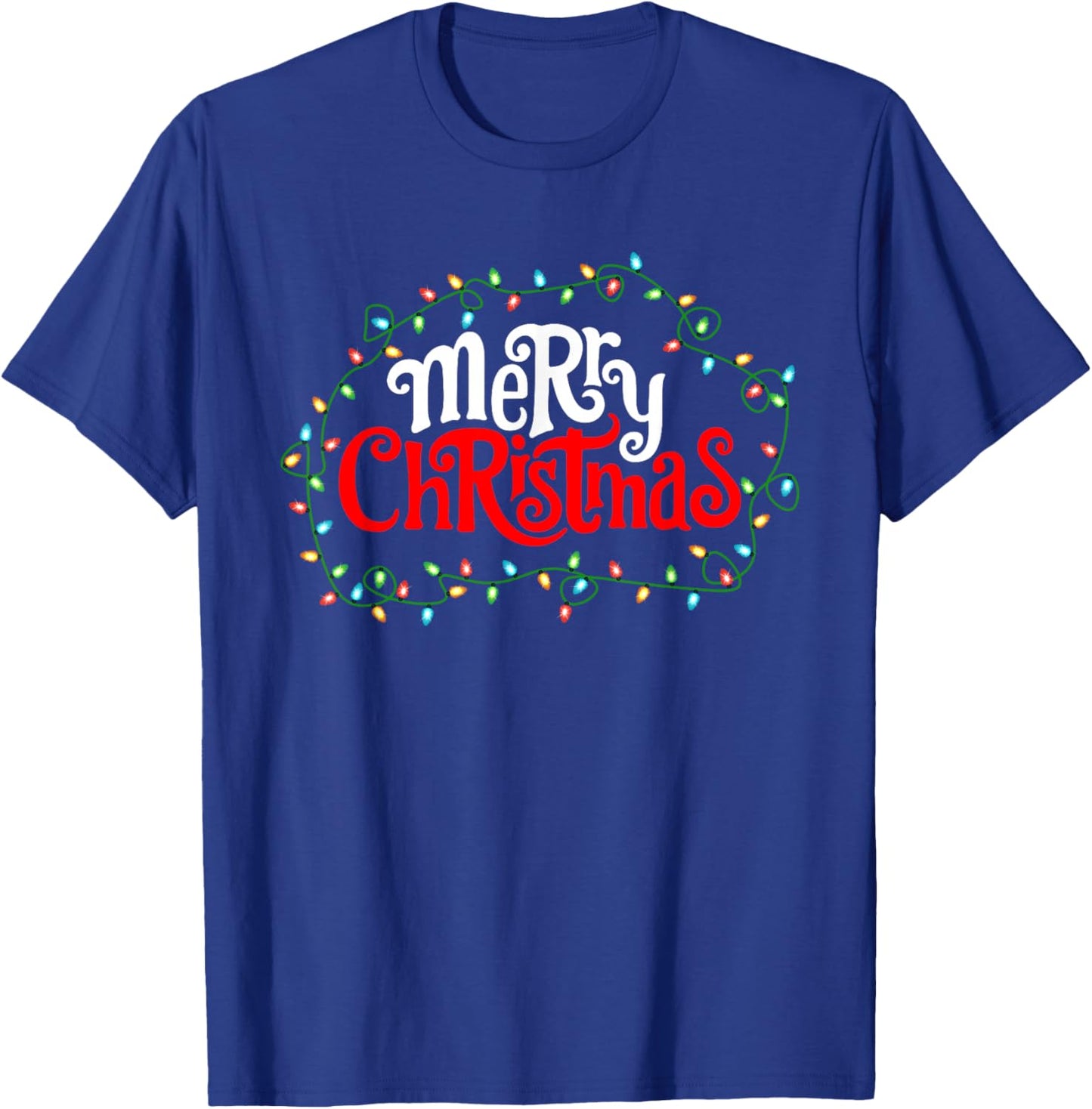Merry Christmas Lights Xmas Family Men Women Kids T-Shirt - T-Shirt | Royal