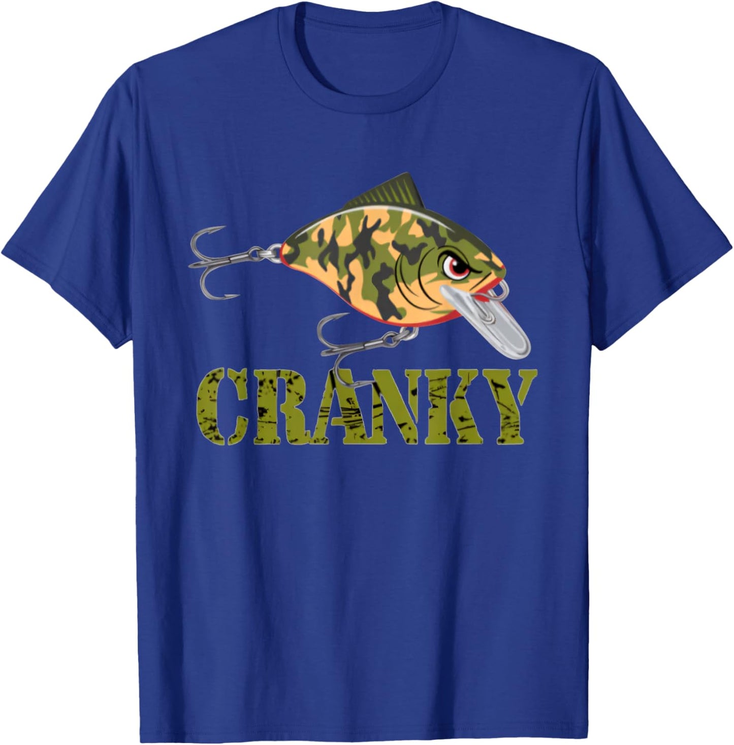 Cranky Camo Crankbait Fishing Fathers Day T-Shirt - T-Shirt | Royal