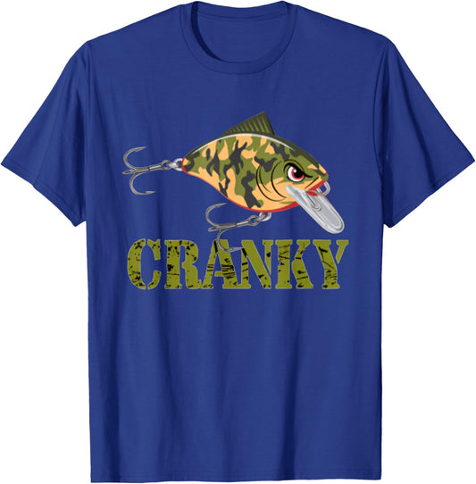 Cranky Camo Crankbait Fishing Fathers Day T-Shirt - T-Shirt | Royal