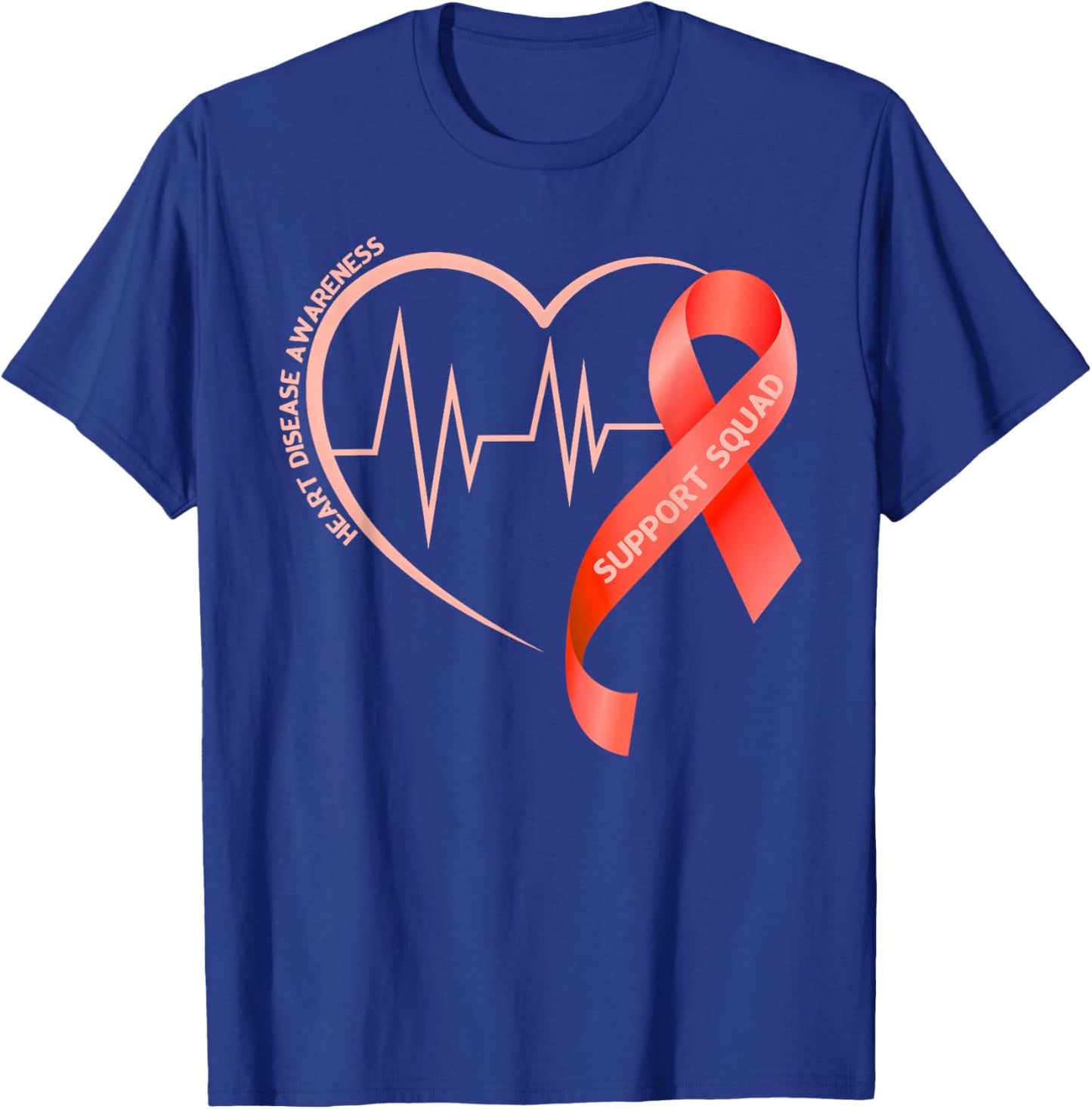 Support Squad Heart Disease Awareness Heartbeat Wear Red T-Shirt - T-Shirt | Royal