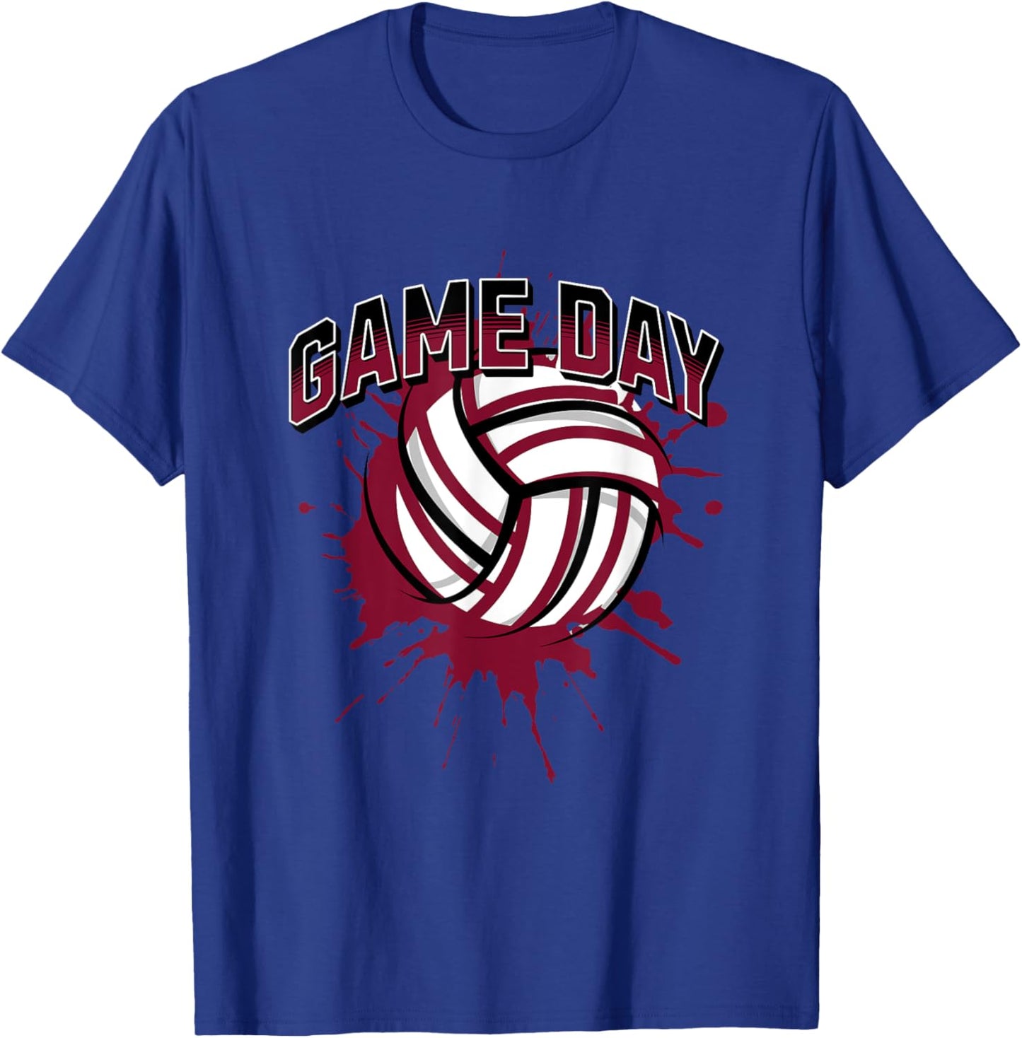 Volleyball Parents Team Game Day Maroon Black & Gray Art T-Shirt - T-Shirt | Royal