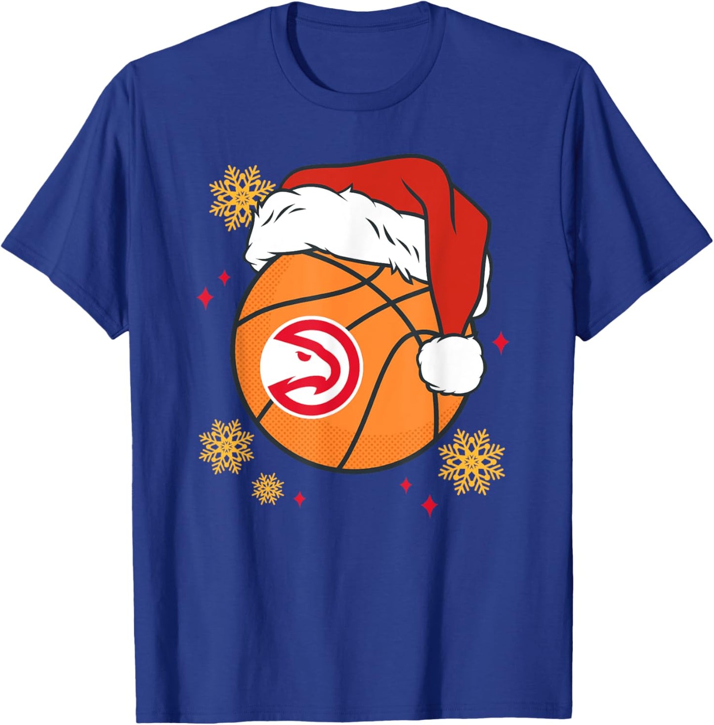 NBA Atlanta Hawks Christmas Santa Hat Ball T-Shirt - T-Shirt | Royal