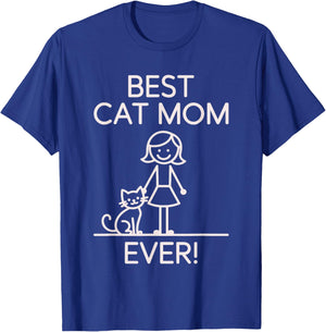 Best Cat Mom Ever Cute Minimalist Graphic T-Shirt - T-Shirt | Royal