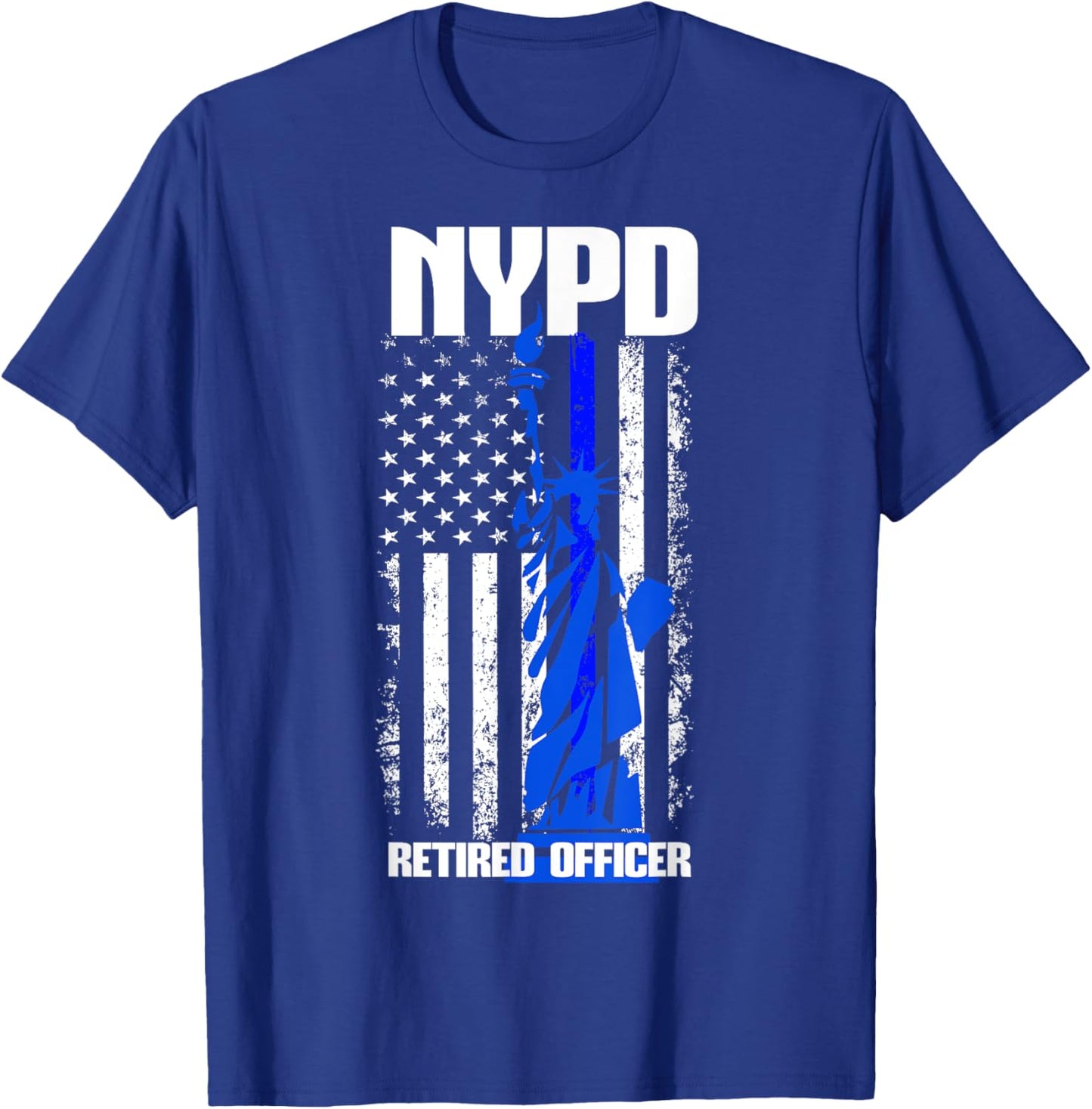 NYPD New York Police Department Statue of Liberty Retired T-Shirt - T-Shirt | Royal