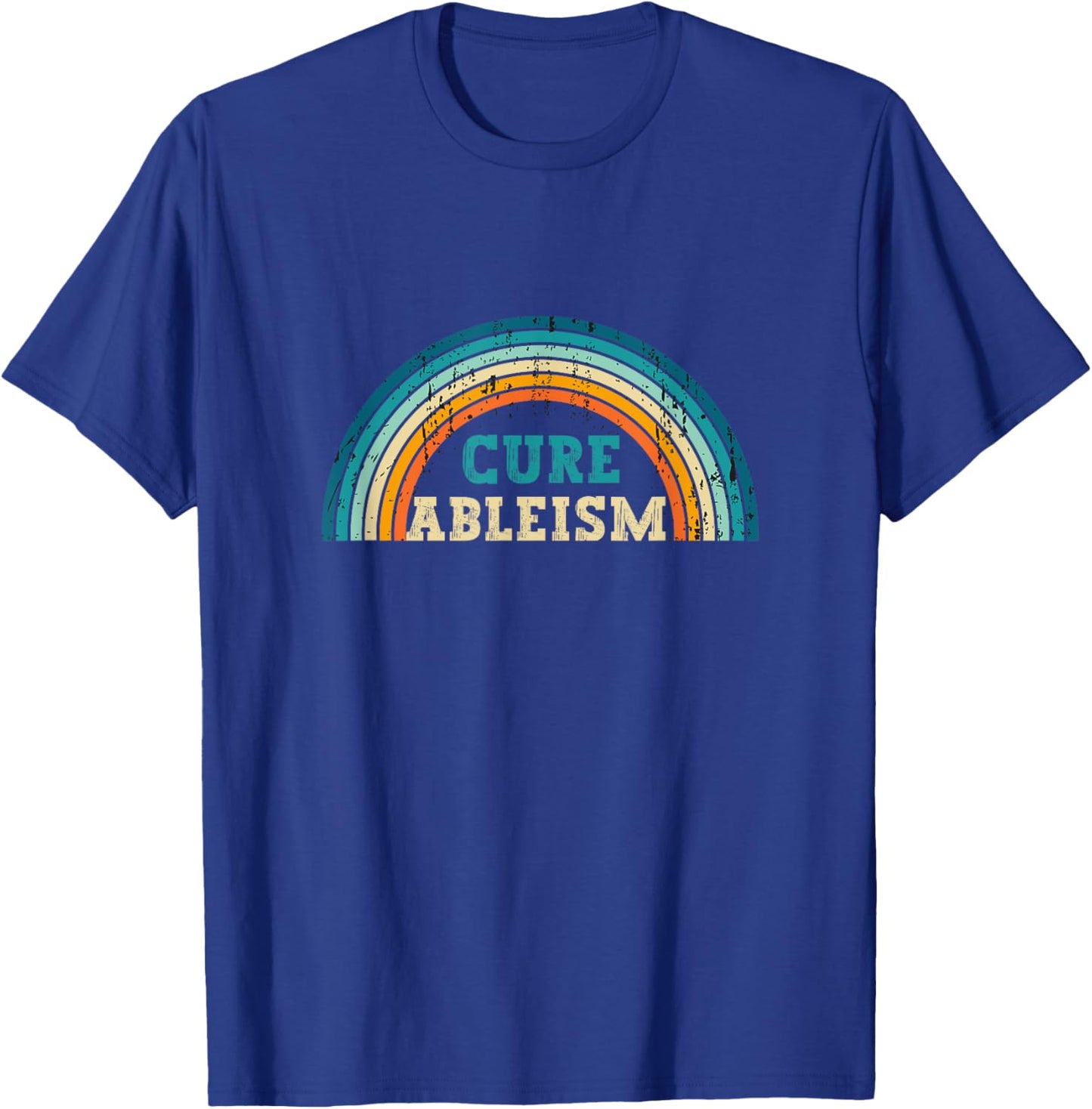 Cure Ableism Rainbow Stripes Design For Family T-Shirt - T-Shirt | Royal