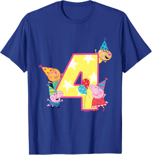 Peppa Pig Crew 4 Geburtstag T-Shirt - T-Shirt | Royal
