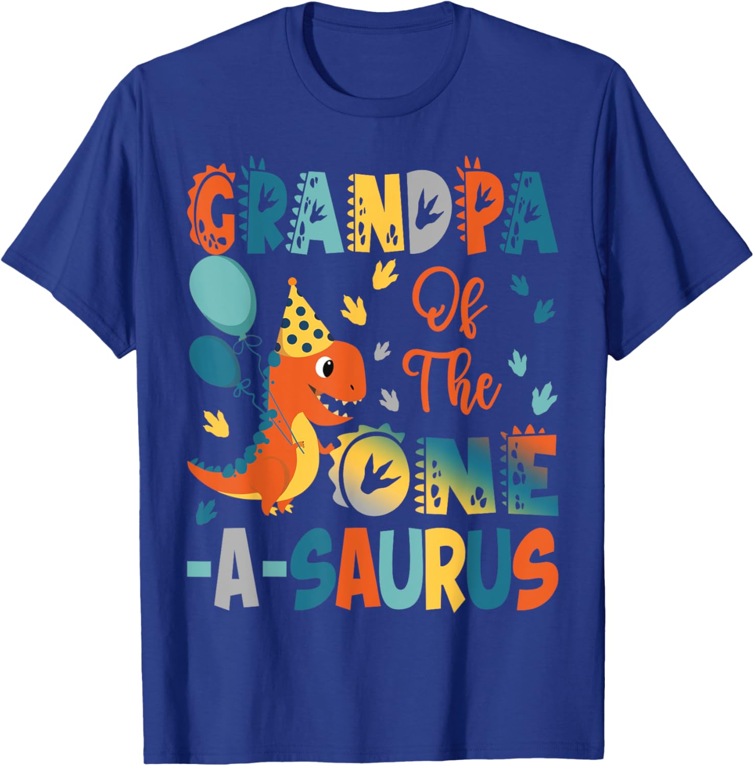 Grandpa Of The One-A-Saurus 2Nd Birthday Dinosaur Party T-Shirt - T-Shirt | Royal