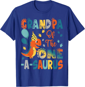 Grandpa Of The One-A-Saurus 2Nd Birthday Dinosaur Party T-Shirt - T-Shirt | Royal