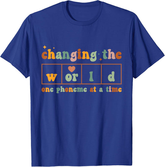 Changing The World One Phoneme at A Time Dyslexia Teacher T-Shirt - T-Shirt | Royal