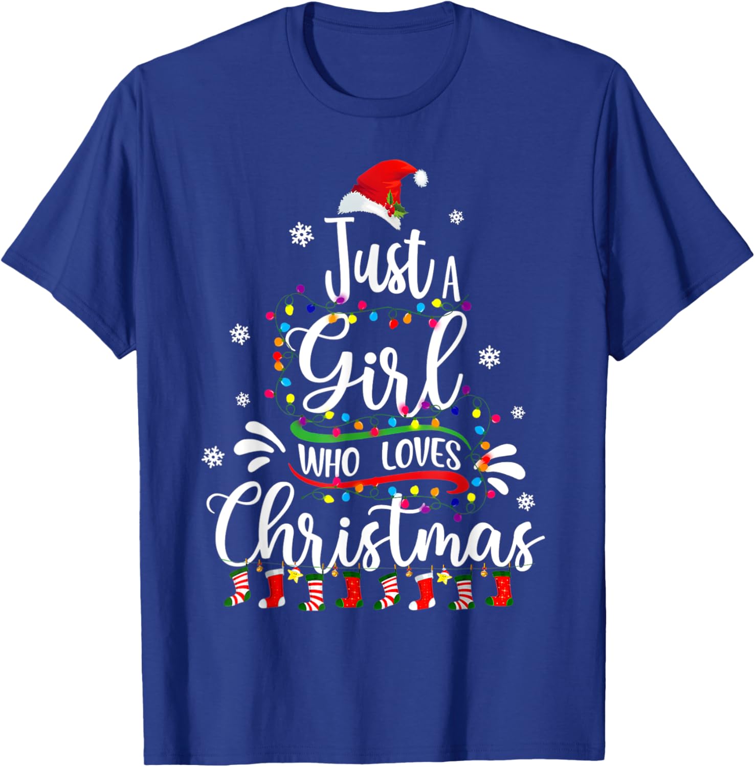 Merry Christmas Just A Girl Who Loves Christmas Tree Xmas T-Shirt - T-Shirt | Royal