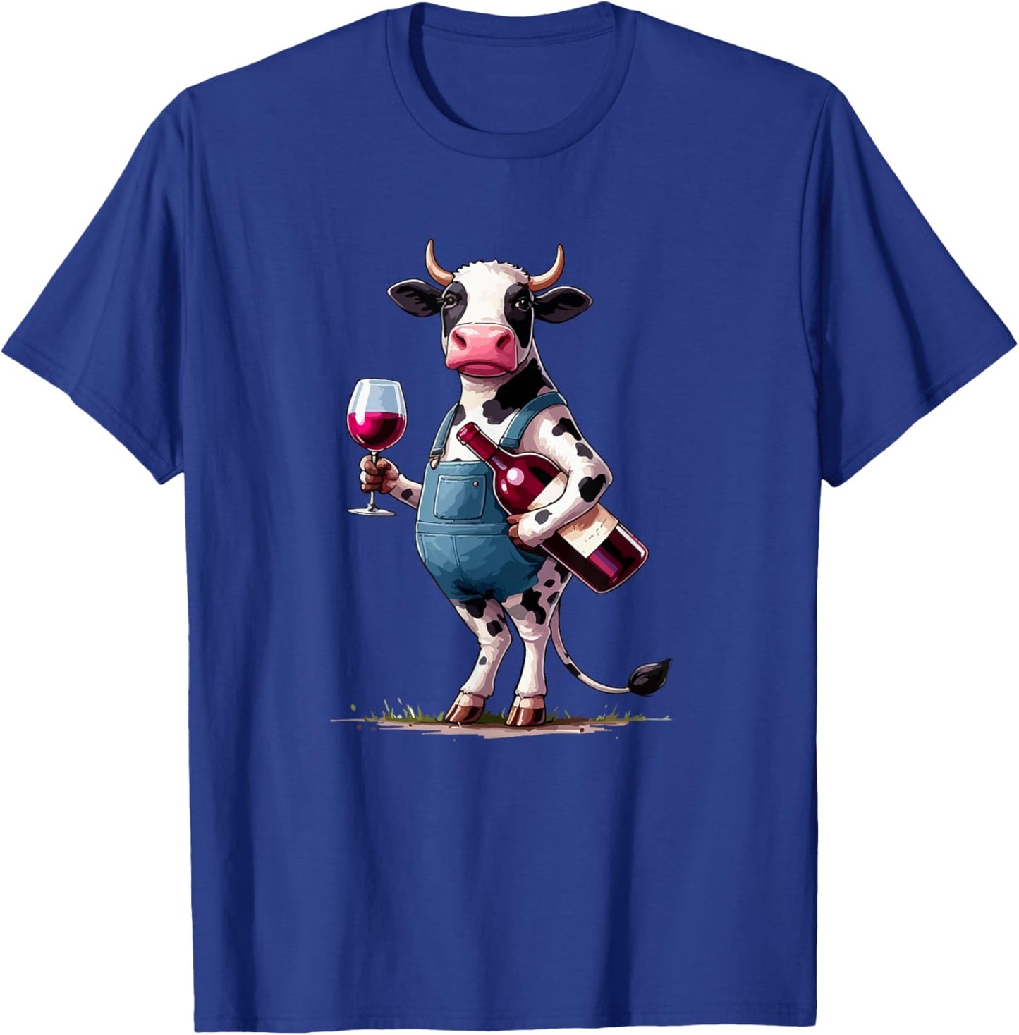 Cow Drinking Wine Costume Farmer Funny Party Drinker T-Shirt - T-Shirt | Royal