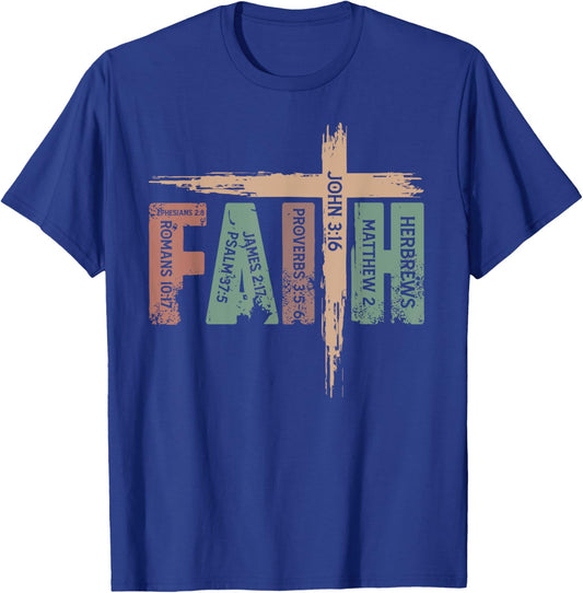 Retro Christian Faith Bible Verse Religious Christian Cross T-Shirt - T-Shirt | Royal