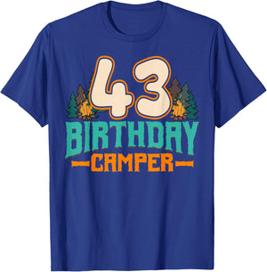 Camping 43rd Birthday Camper Party Hiker Camp Tent Campsite T-Shirt - T-Shirt | Royal