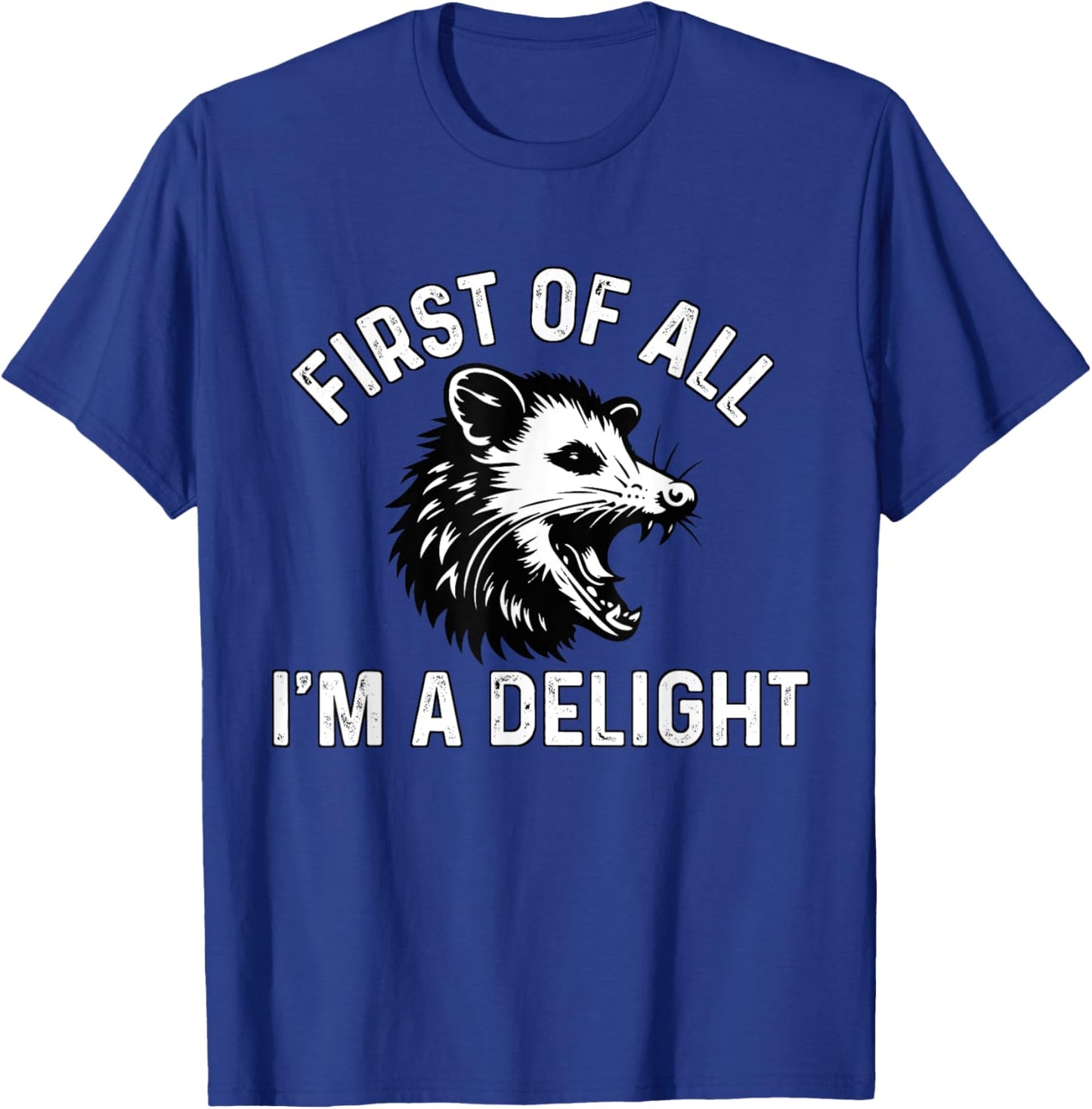 First Of All I'm A Delight Possum Angry Opossum Meme T-Shirt - T-Shirt | Royal