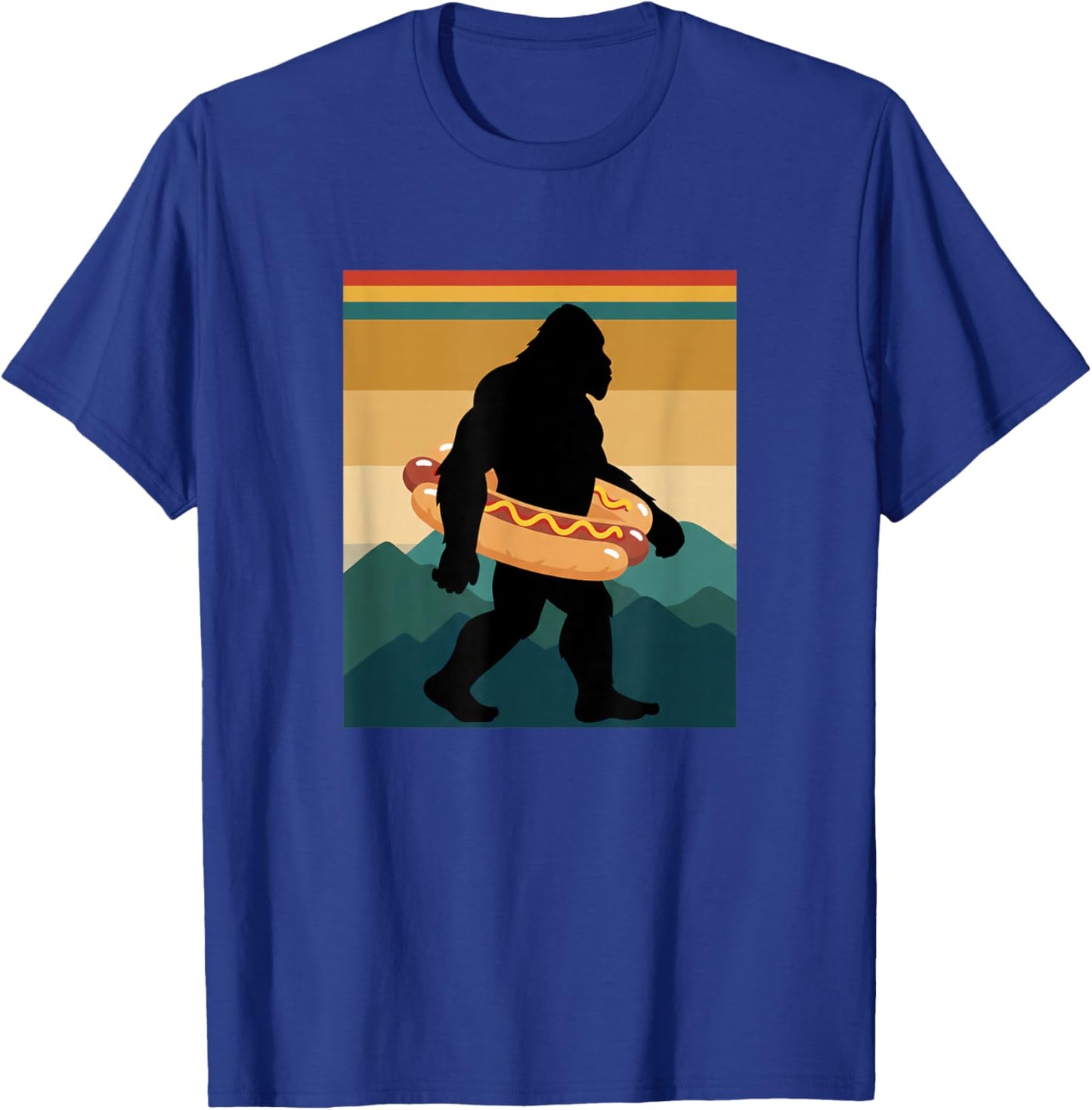Bigfoot with Hot Dog Float Funny Kids Sasquatch Food Graphic T-Shirt - T-Shirt | Royal