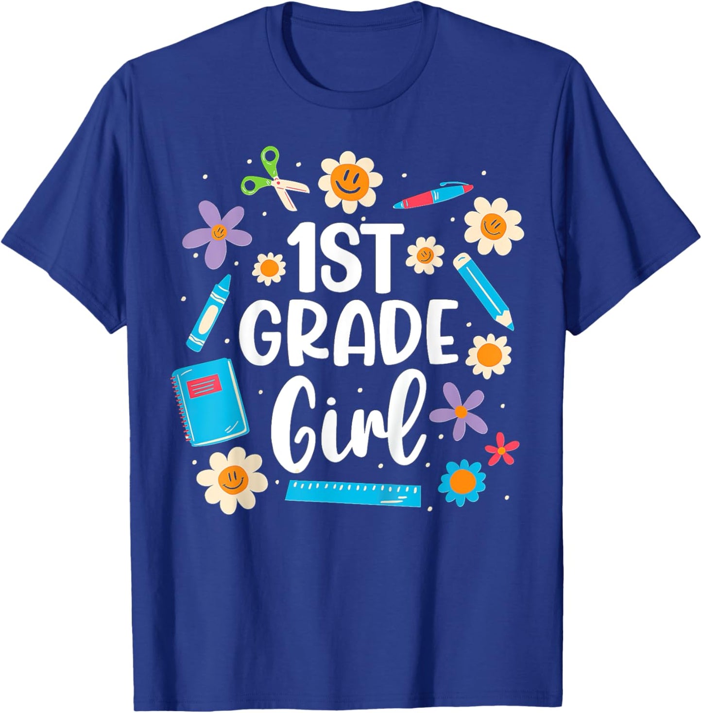 Kids Girls First Grade, 1st Grade Girl Back To School T-Shirt - T-Shirt | Royal