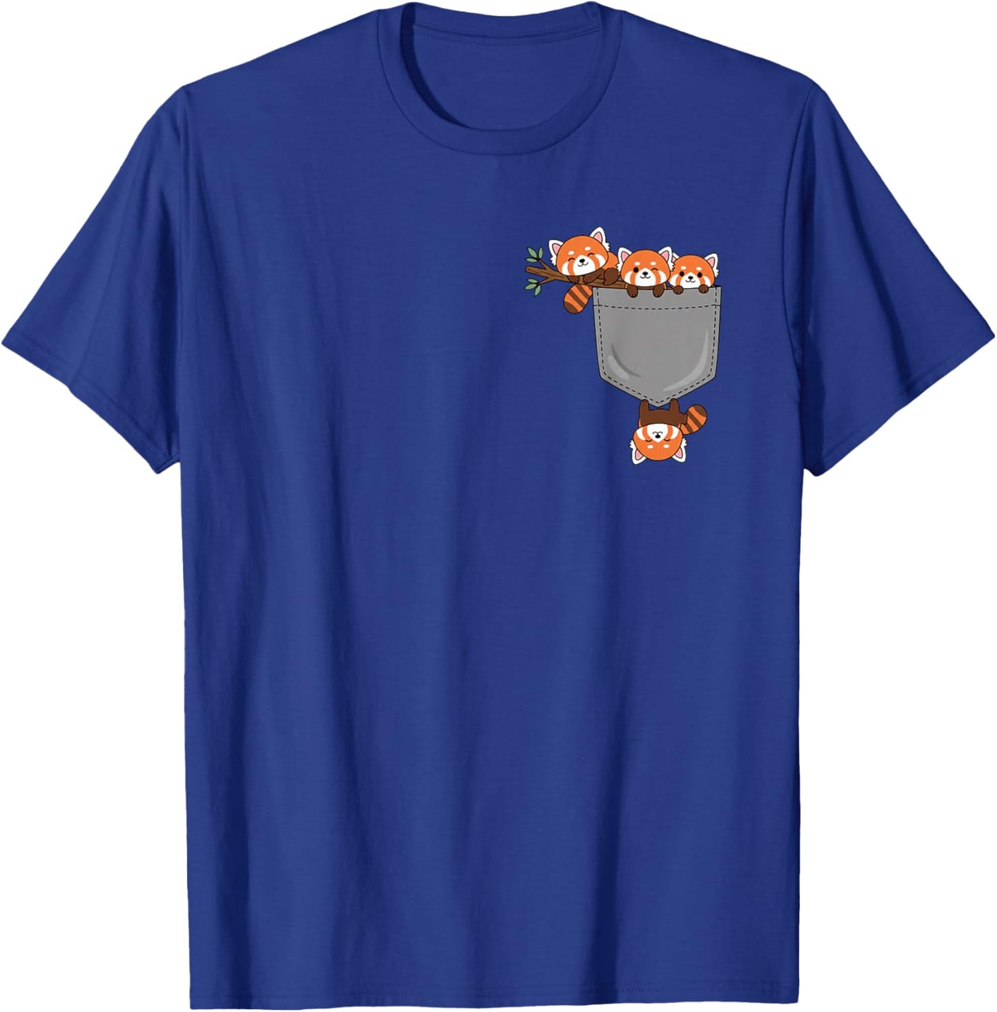 Cute Red Panda Pocket Design Playful Animal Lover Kids T-Shirt - T-Shirt | Royal
