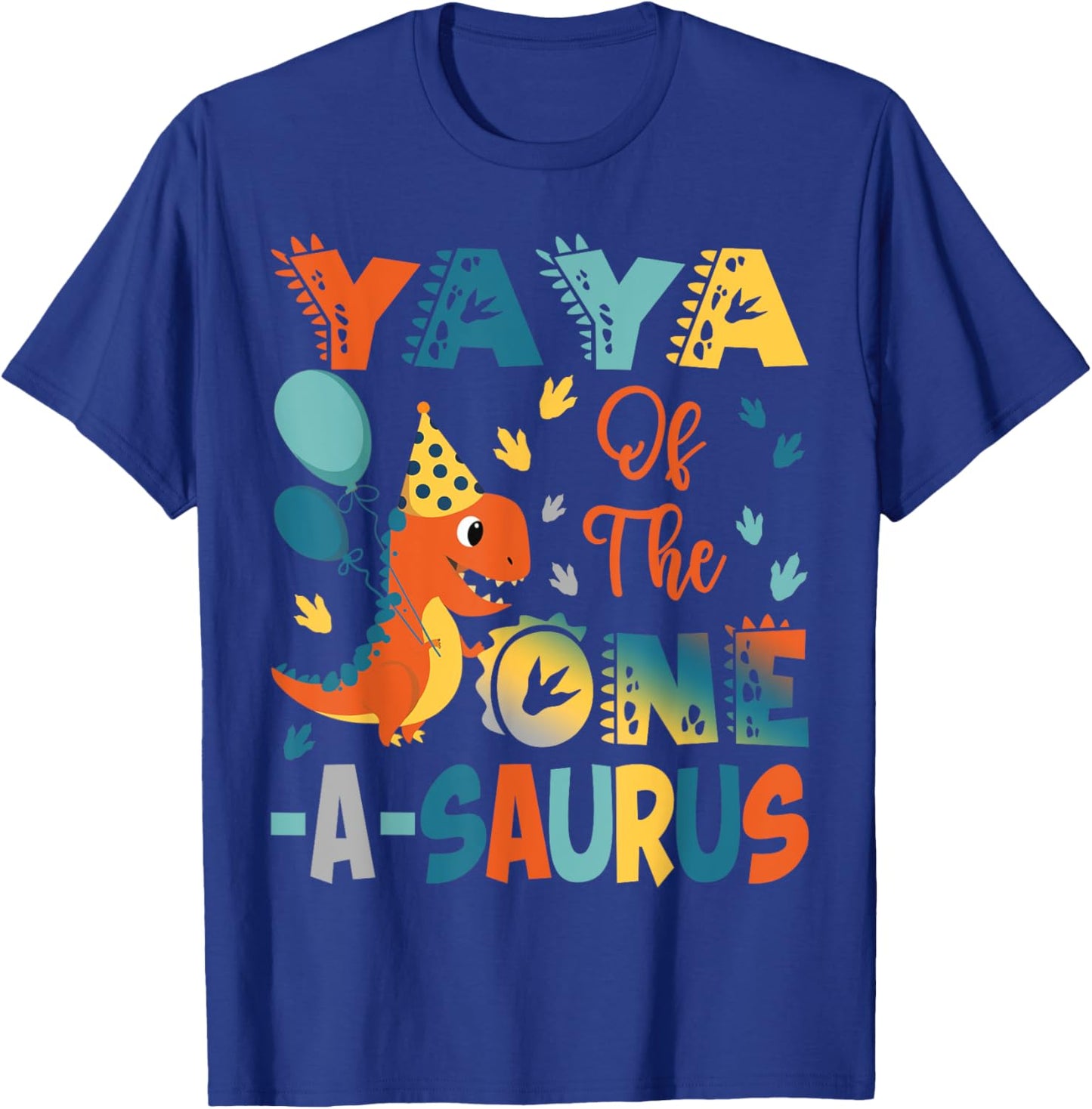 Yaya Of The One-A-Saurus 2Nd Birthday Dinosaur Party T-Shirt - T-Shirt | Royal