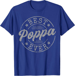 Best Poppa Ever Bold Vintage Badge T-Shirt - T-Shirt | Royal