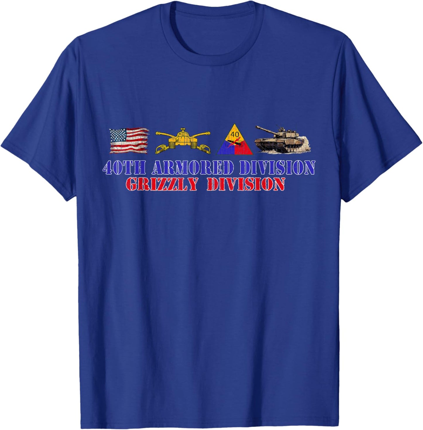40th Armored Division Grizzly Division Retro Veterans Day T-Shirt - T-Shirt | Royal