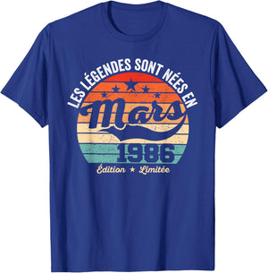 Legends Are Born in March 1986 40 Birthday T-Shirt - T-Shirt | Royal