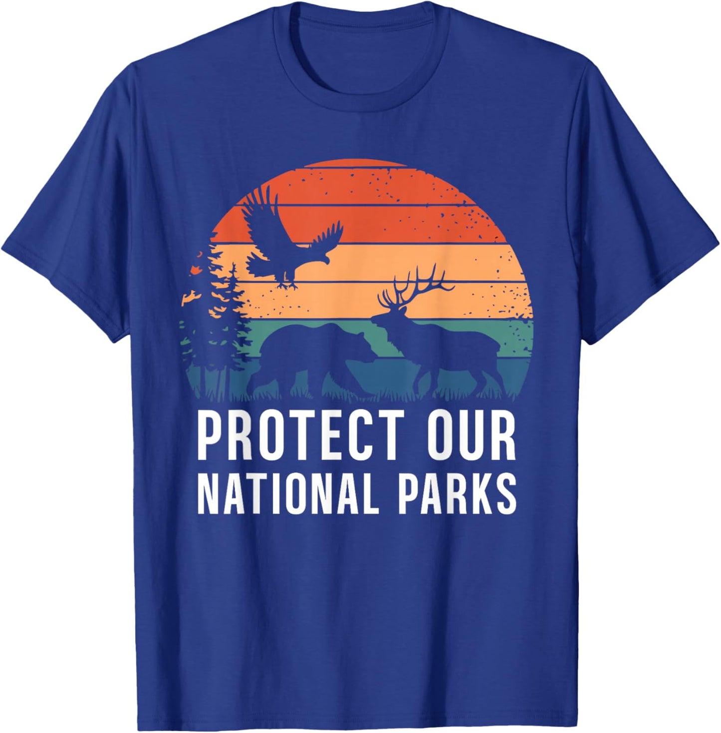 Protect Our National Parks Retro Wildlife Conservation T-Shirt - T-Shirt | Royal