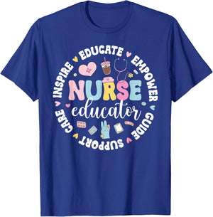 Groovy Nurse Educator Appreciation Circle Nursing Educator T-Shirt - T-Shirt | Royal
