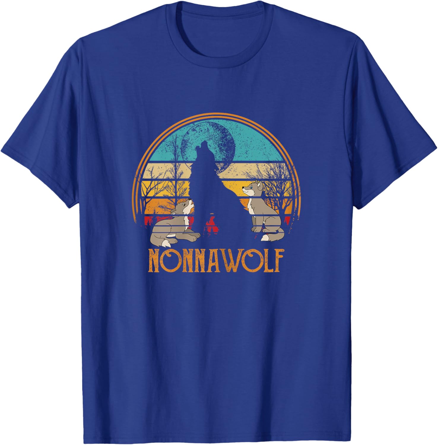 Retro Vintage Sunset Wolf Grandma Mothers Day Nonna Wolf T-Shirt - T-Shirt | Royal