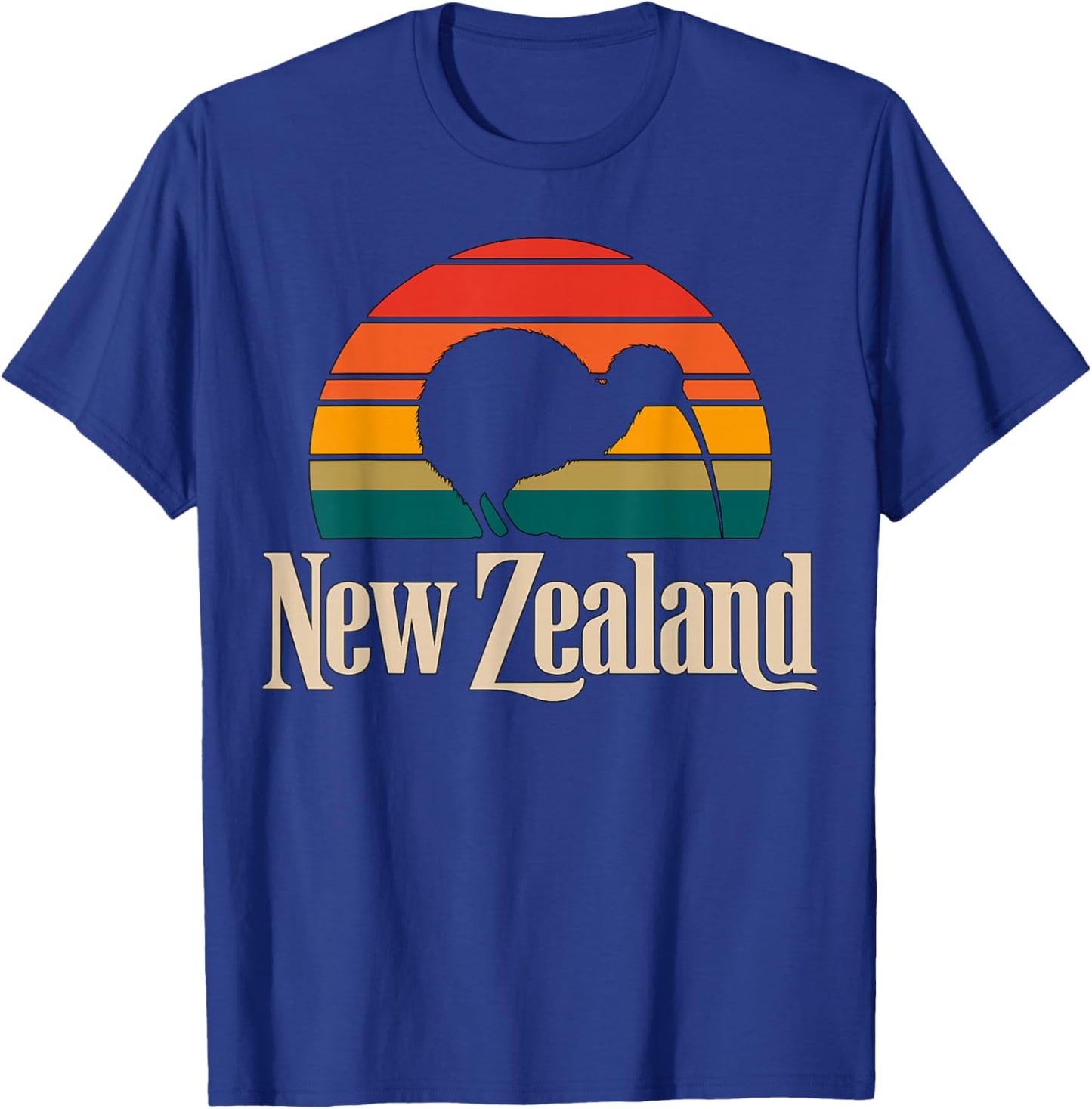 New Zealand Kiwi Bird Vintage Sunset Travel Vacation T-Shirt - T-Shirt | Royal