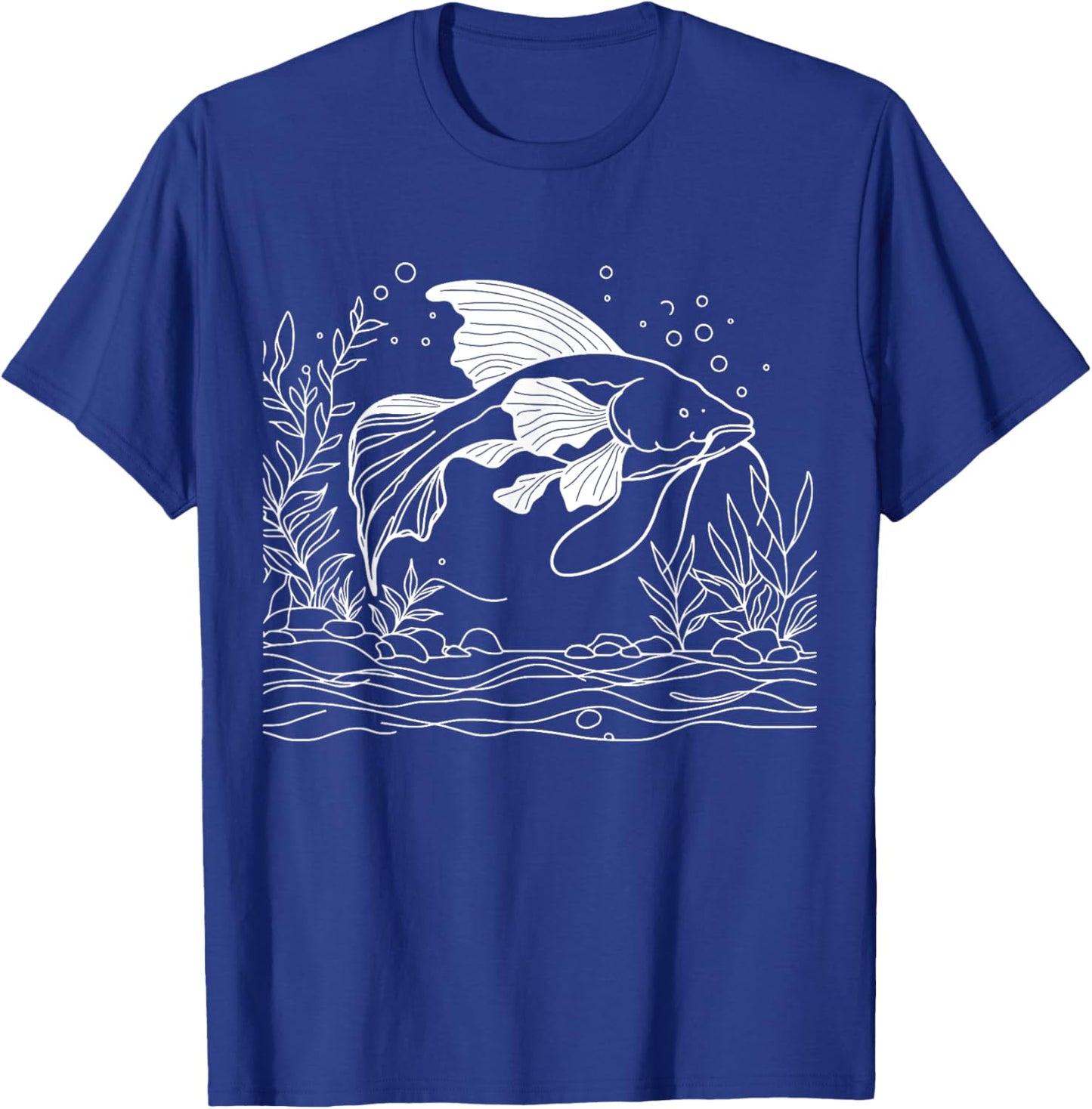 Line Art Fish & Ichthyologist African Lungfish T-Shirt - T-Shirt | Royal