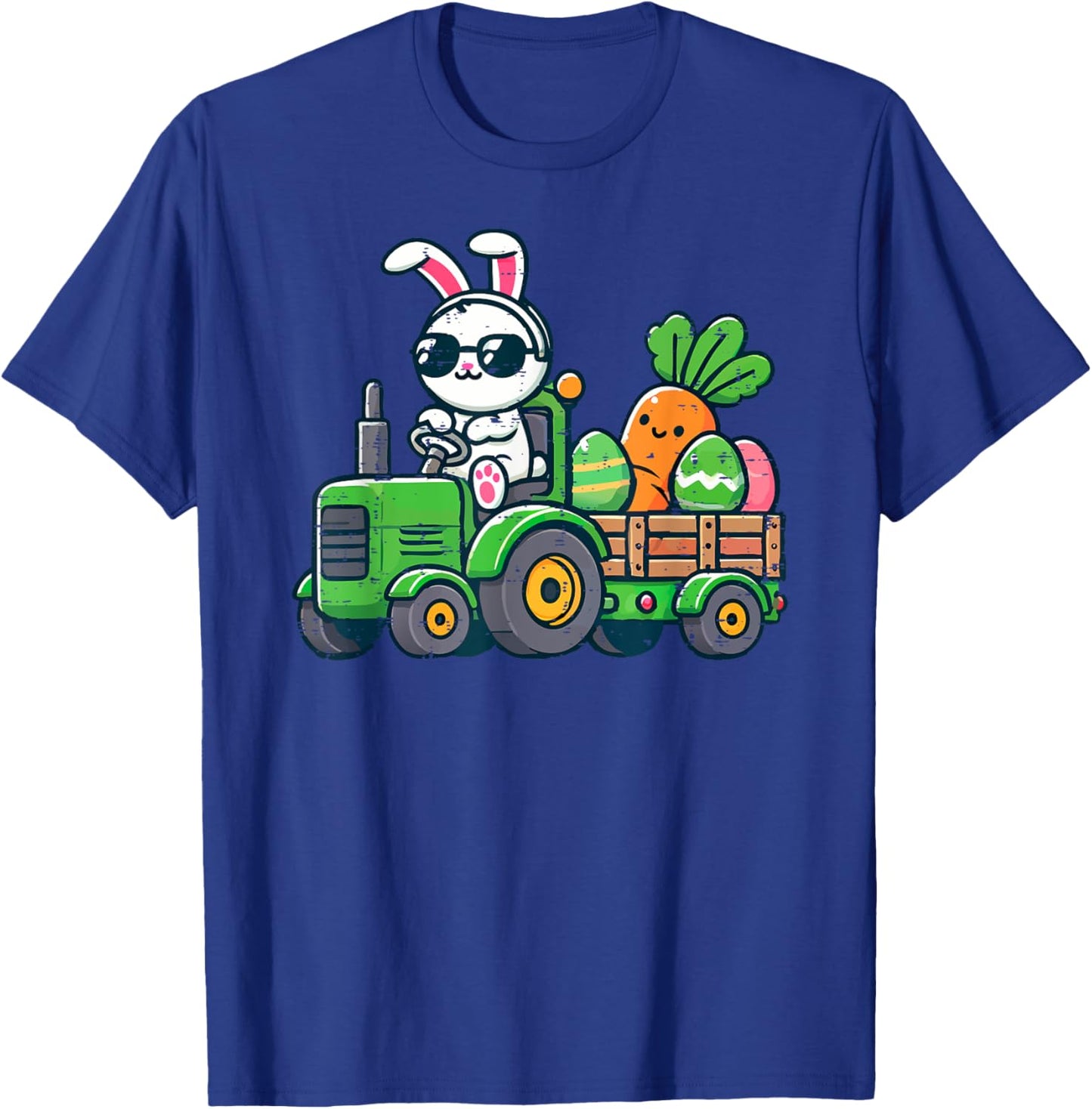 Kids Easter Eggs On Tractor Bunny Cute Boys Kids Toddle T-Shirt - T-Shirt | Royal