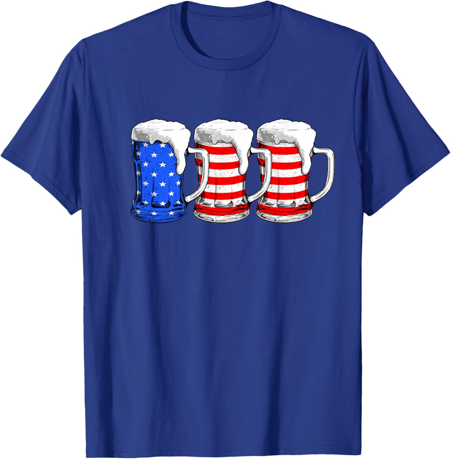 Beer 4th Of July Men Women American Flag Red White Blue Beer T-Shirt - T-Shirt | Royal