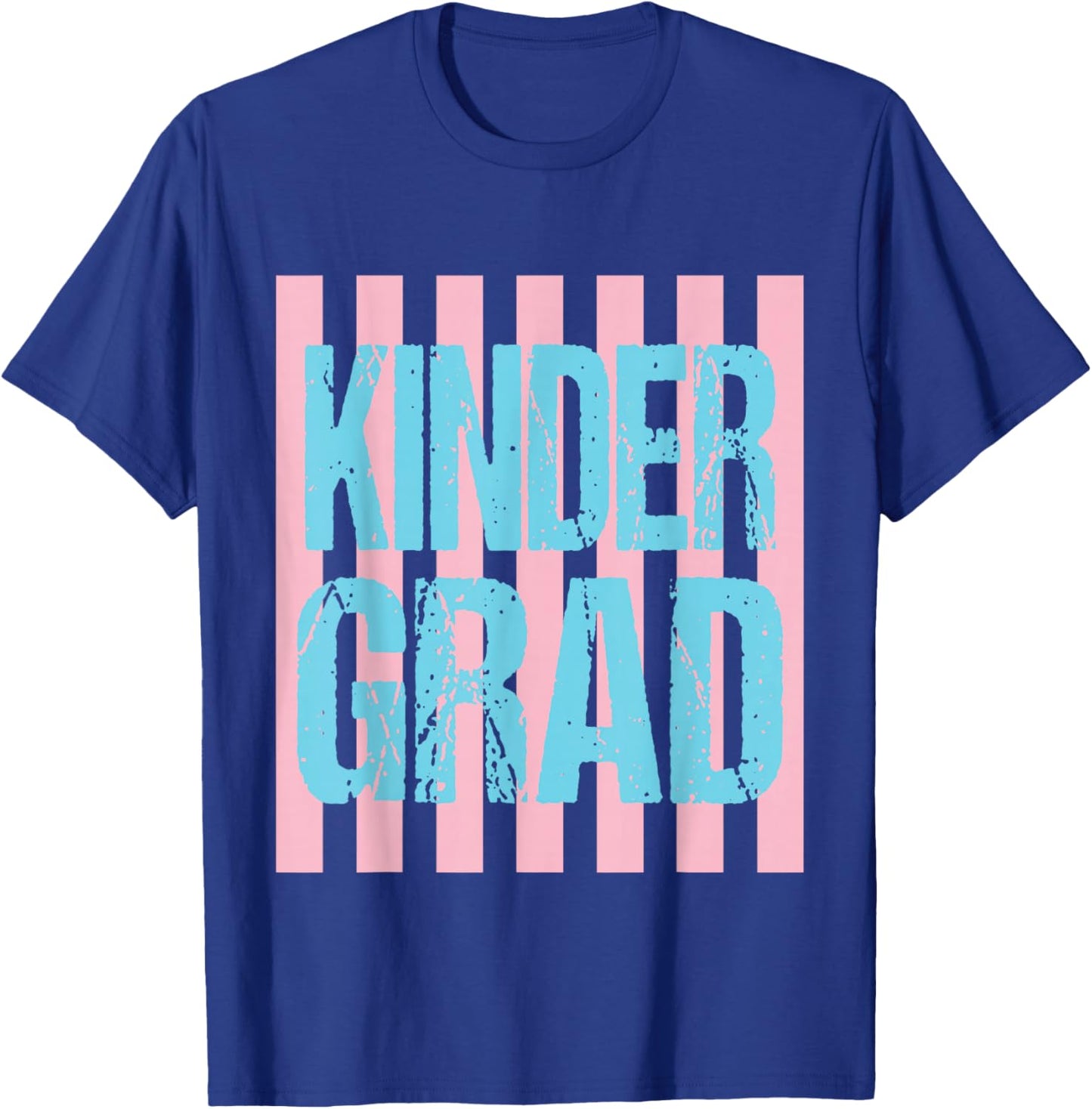 Striped Kinder Grad End of School Kindergarten Graduation T-Shirt - T-Shirt | Royal