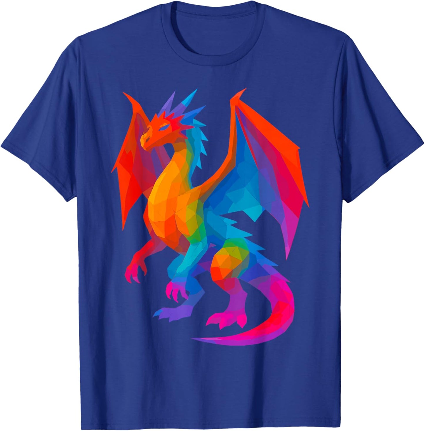 Tie-Dye Geometric Dragon Psychedelic T-Shirt - T-Shirt | Royal