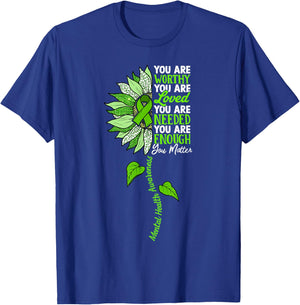 Green Sunflower Motivational Mental Health Matters Women T-Shirt - T-Shirt | Royal