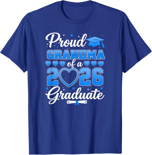 Proud Grandma of A 2026 Graduate Family Grandma Senior 2026 T-Shirt - T-Shirt | Royal