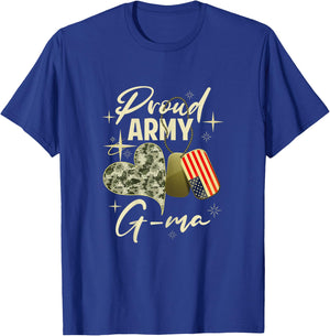 Proud Army G-Ma Camouflage Mother's Day Dog Tag US Flag T-Shirt - T-Shirt | Royal